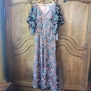 JS Collection floral embroidered evening gown